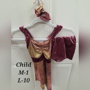 Burgundy and Gold Velvet Dress with Shorts & Scunchie